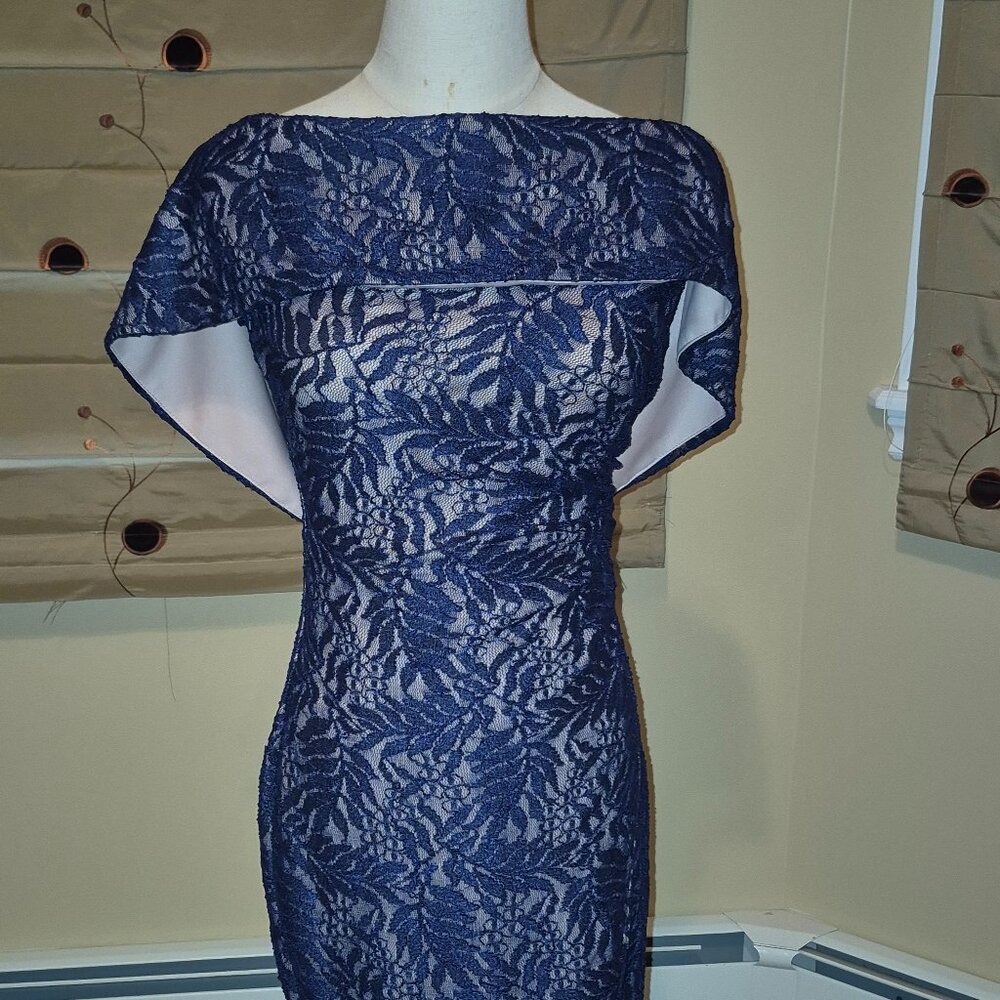 Strapless navy blue dress